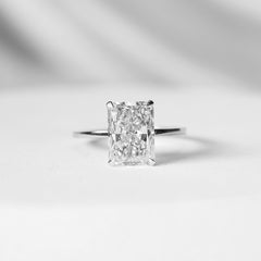 3.65ct H VS1 Radiant Cut Solitaire Diamond Engagement Ring 14kt IGI Certified | CLR