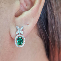 #TheSALE | Oval Green Emerald Diamond Earring 14kt