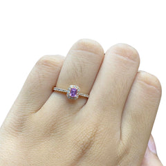 #LoveLVNA | Rose Oval Pink Sapphire Paved Gemstones Diamond Ring 18kt