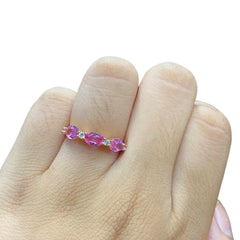 #LoveLVNA | Oval Pink Sapphire Alternating Gemstones Diamond Ring 18kt | #ThePromise