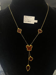 #TheVault | Golden Red Carnelian Mixed Shape Centered Necklace 18kt