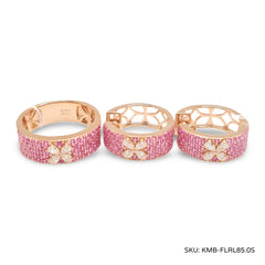 #TheSALE | Golden Floral Pink Ruby Hoop Diamond Jewelry Set 14kt