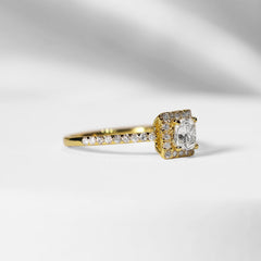 #LoveIVANA | 0.91cts I SI2 Cushion Halo Paved Diamond Engagement Ring 14kt GIA Certified #LoveIvana