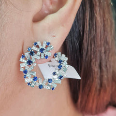 #TheSALE | Round Leaf Blue Sapphire Diamond Earrings 18kt