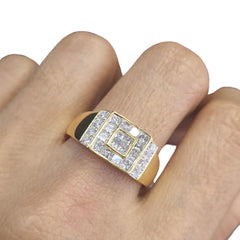 #TheSALE | Golden Round Square Unisex Diamond RIng 14kt