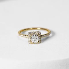 #LoveIVANA | 0.91cts I SI2 Cushion Halo Paved Diamond Engagement Ring 14kt GIA Certified #LoveIvana