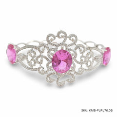 #TheSALE | Pink Sapphire Floral Bangle Diamond Bracelet 14kt
