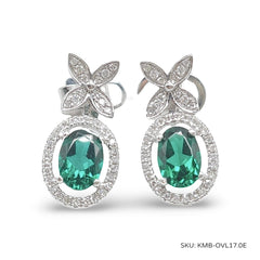 #TheSALE | Oval Green Emerald Diamond Earring 14kt