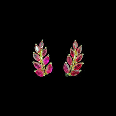 #LoveLVNA | Marquise Leaf Ruby Stud Diamond Earrings 18kt