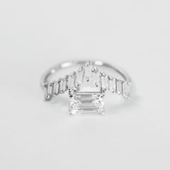 PREORDER | 2.11cts G VS2 Emerald Cut Center Diamond Engagement Ring 14kt IGI Certified