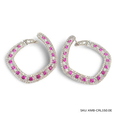 #TheSALE | Pink Ruby Curved Hoop Gemstone Earrings 18kt