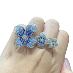 LVNA Signatures | The Ivana Bloom Floral Blue Sapphire Gemstones & Diamond Ring