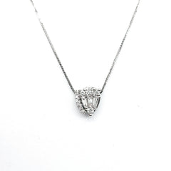 Classic Teardrop Deco Diamond Necklace 16-18” 18kt