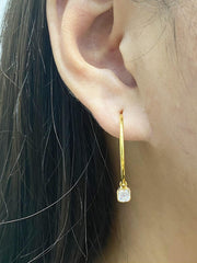 #LVNA2024 | 0.50cttw Asscher Bezel Solitaire Hoop Diamond Earrings 18kt