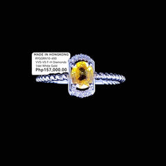 Yellow Sapphire Gemstones Diamond Ring 14kt