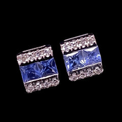 #LoveLVNA | Blue Sapphire Bar Stud Diamond Earrings 14kt
