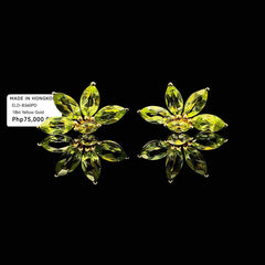 Golden Marquise Peridot Gemstones Earrings 18kt #BuyNow