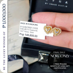Golden Heart Baguette Stud Diamond Earrings 14kt