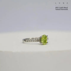0.72ct VVS Light Green Oval Colored Diamond Engagement Ring 18kt