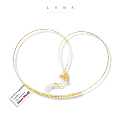 GLD | 18K Golden Omega Chain Beaded Necklace 18”