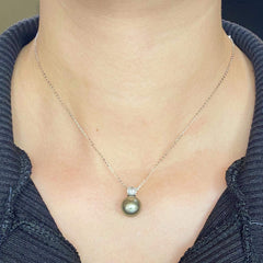 #LVNA2024 |  10MM Tahitian Pearl Diamond Necklace 18kt