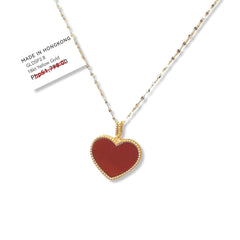 GLD | 18K Golden Red Heart Necklace Dancing Chain