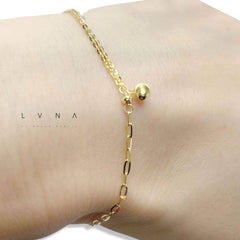 GLD | 18K Golden Paperclip Chain with Cat’s Eye Charm Bracelet