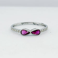 #LoveLVNA | Pear Twin Pink Sapphire Gemstones Diamond Ring 18kt