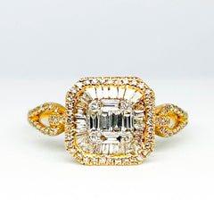 CLEARANCE BEST | Golden Square Diamond Ring 14kt