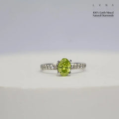 0.72ct VVS Light Green Oval Colored Diamond Engagement Ring 18kt