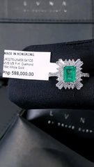 Colombian Emerald Diamond Engagement Ring 18kt
