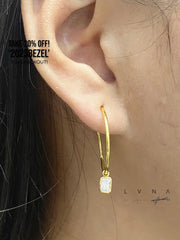 Radiant Solitaire Hoop Diamond Earrings 18kt