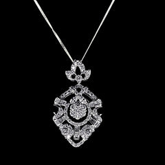 Floral Baguette Deco Diamond Necklace 18kt
