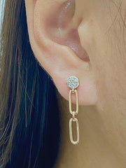Rose Link Stud Dangling Diamond Earrings 18kt