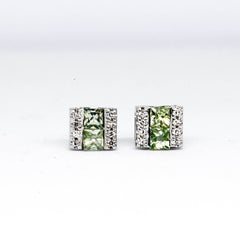 #LVNA2024 | Green Sapphire Bar Stud Diamond Earrings 14kt