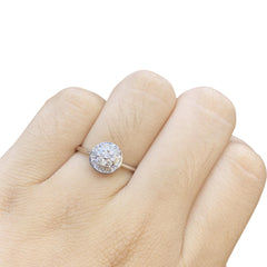 Floral Round Baguette Diamond Ring 18kt