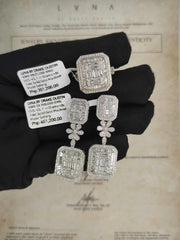 Emerald Drop Baguette Deco Diamond Jewelry Set 14kt