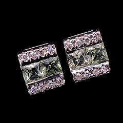 #LVNA2024 | Green Sapphire Bar Stud Diamond Earrings 14kt