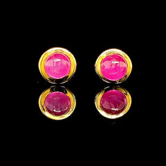#LoveIVANA | #LoveLVNA | Golden Burmese Ruby Gemstones Cabochon Stud Earrings 18kt