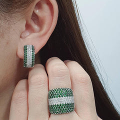 #TheSALE | Millionaires Green Emerald Studded Diamonds Jewelry Set 14kt