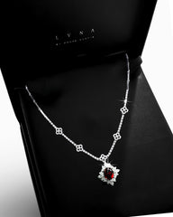 #LVNA2024 | Red Ruby Gemstones Statement Pendant Diamond Necklace 14kt