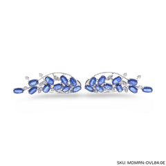 #TheSALE | Oval Blue Sapphire Dangling Diamond Earrings 18kt