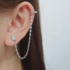 #TheSALE | 2in1 Chain Zircon Decor Ear Cuff Diamond Earrings 14kt