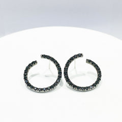 PREORDER | Nail Overlap Black Colored Diamond Earrings 14kt