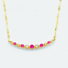 Burmese Pink Ruby Gemstones Diamond Necklace 18kt