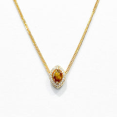 LVNA Signatures™️ Rare Orange Red Marquise Halo Colored Diamond Necklace 14kt