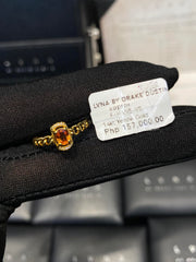 Golden Orange Sapphire Gemstones Chain Diamond Ring 14kt