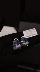 Blue Sapphire Gemstones Statement Diamond Earrings 14kt