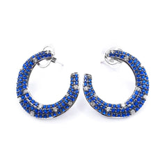 Blue Sapphire Gemstones & Diamond Earrings 14kt