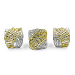 Multi-Tone Crossover Baguette Statement Diamond Jewelry Set 14kt
